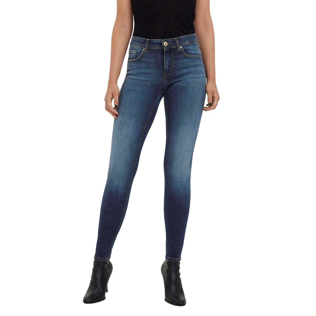 Dark Blue - Side - Vero Moda Womens-Ladies Denim Slim Jeans