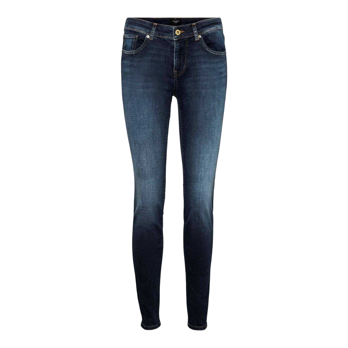 Dark Blue - Front - Vero Moda Womens-Ladies Denim Slim Jeans