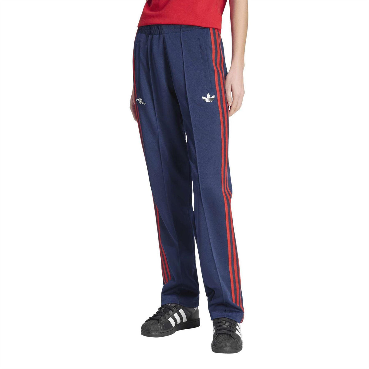 Indigo Blue - Side - Adidas Womens-Ladies Arsenal FC Relaxed Fit Tracksuit Bottoms