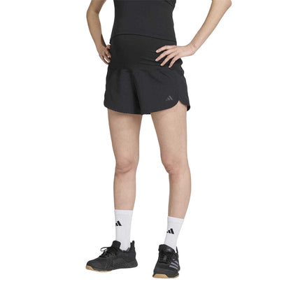 Black - Side - Adidas Womens-Ladies Pacer Maternity Running Shorts