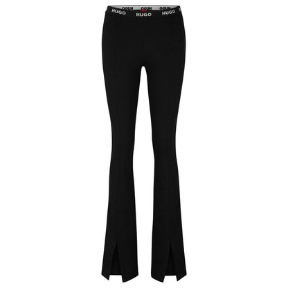Black - Front - Hugo Boss Womens-Ladies Haskanna Slim Trousers