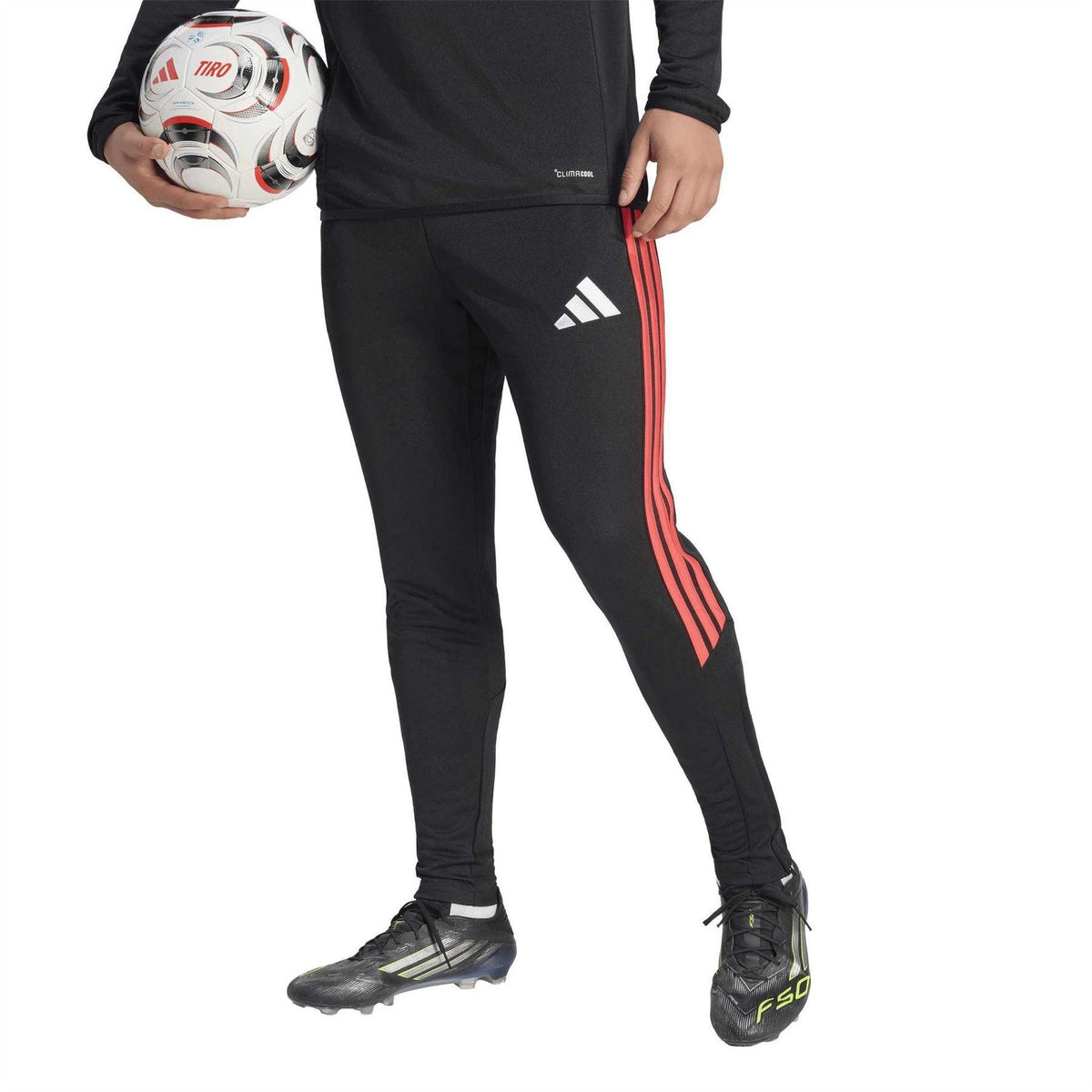 Black - Side - Adidas Mens Tiro Side Stripe Trousers