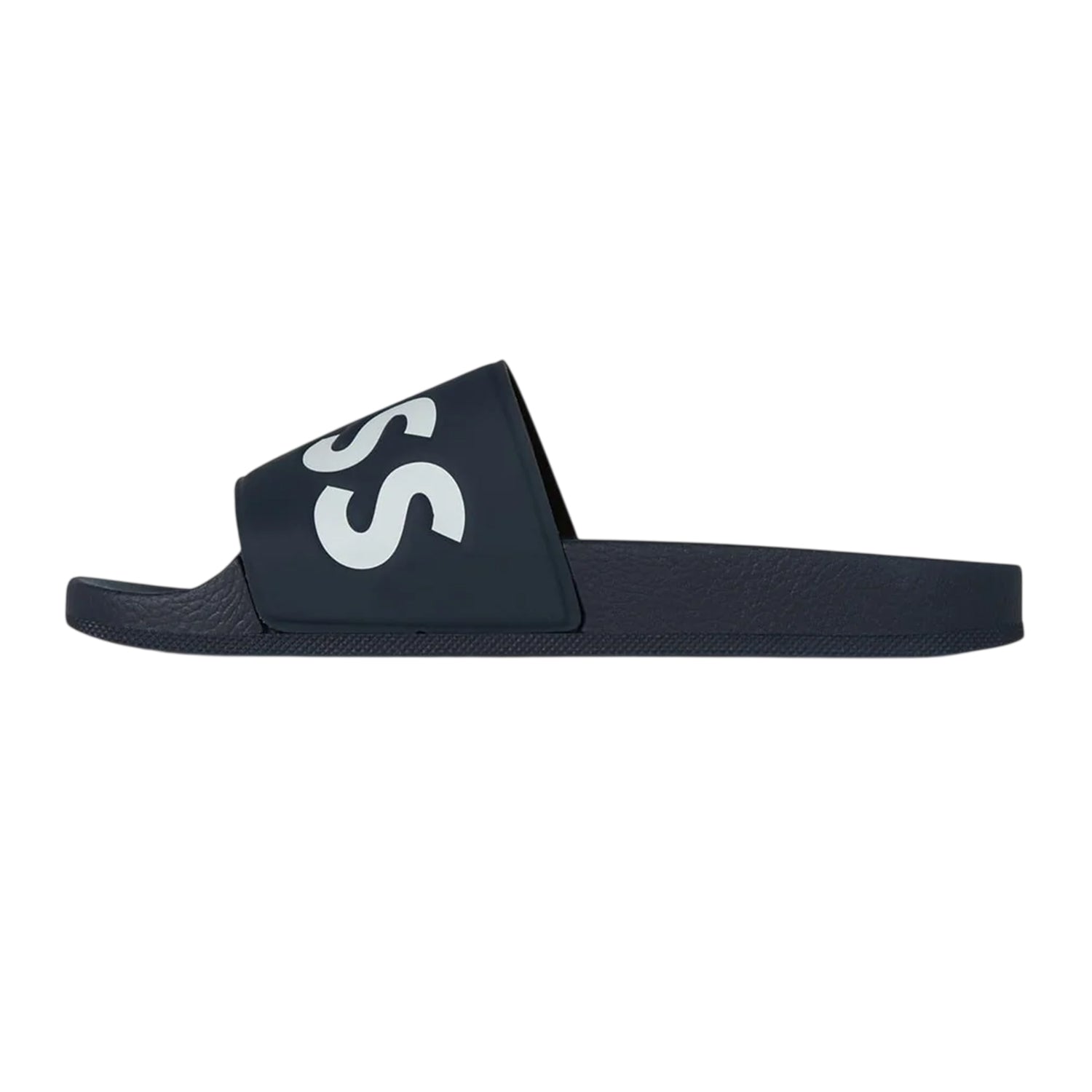 Navy-White - Side - Boss Mens Aryeh Logo Sliders