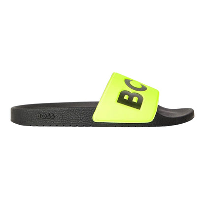 Neon-Black - Front - Boss Mens Aryeh Logo Sliders