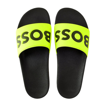 Neon-Black - Side - Boss Mens Aryeh Logo Sliders