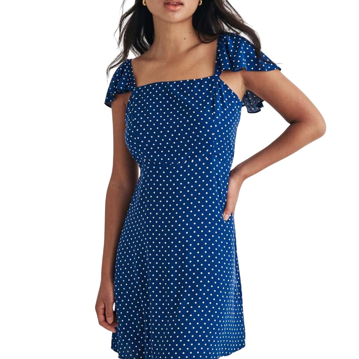 Blue-White - Pack Shot - Nobody´s Child Womens-Ladies Elise Polka Dot Mini Dress