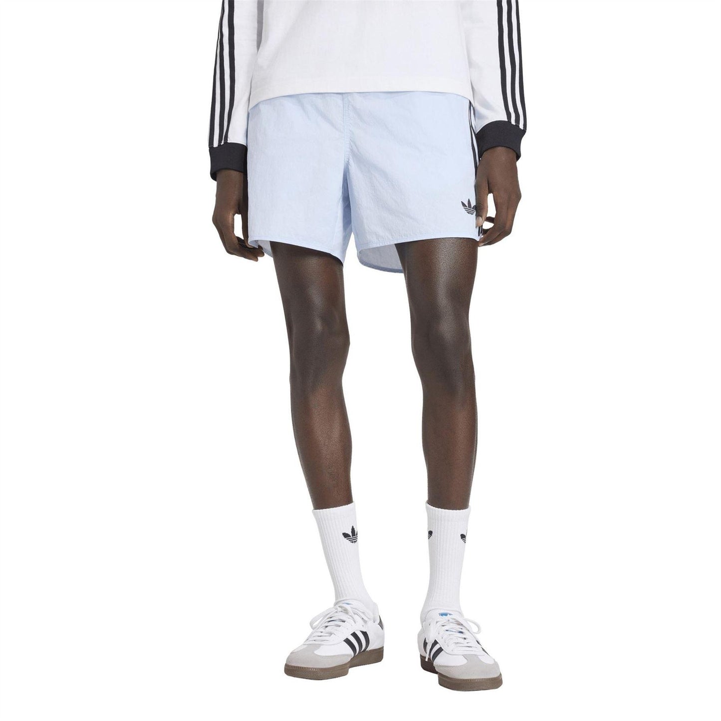 Sky Blue - Side - Adidas Mens Sprinter 3 Stripes Running Shorts