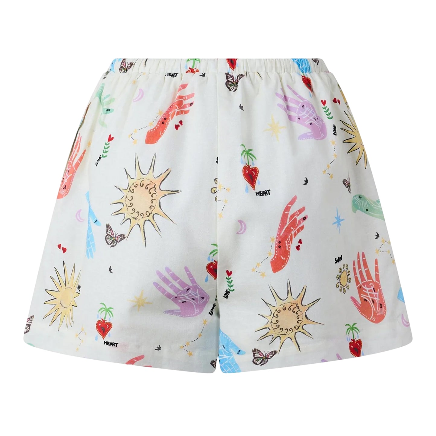Cream - Back - Never Fully Dressed Womens-Ladies Woven Graphic Print Relaxed Fit Track Shorts