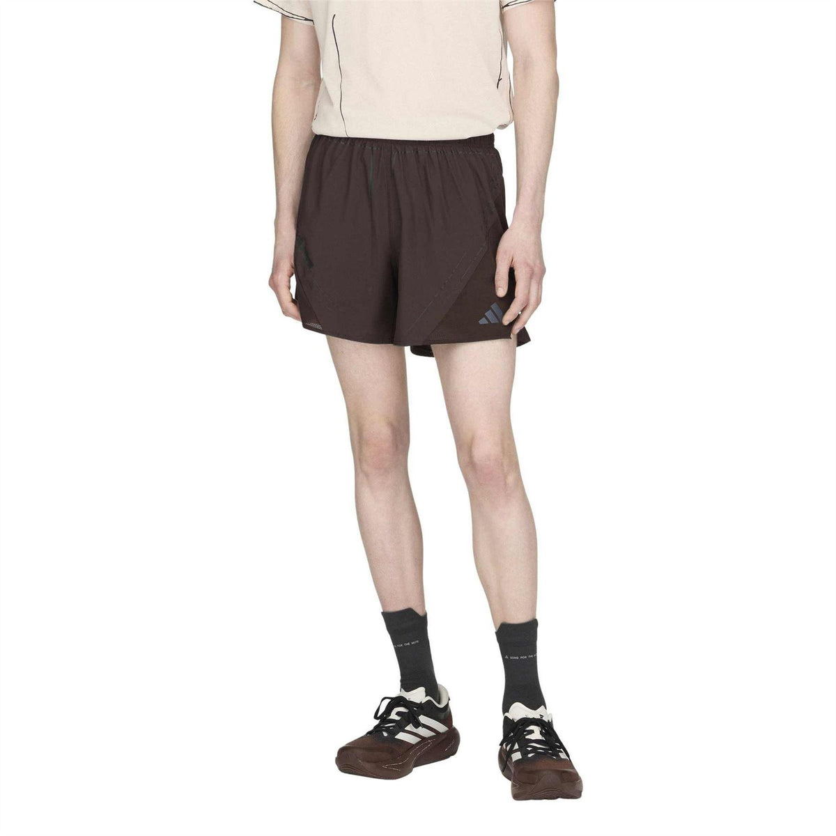 Coffee - Side - Adidas Mens Reflective Regular Running Shorts