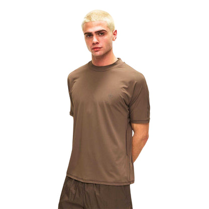 Brown - Side - Couture Club Mens Rubberised Logo Training T-Shirt