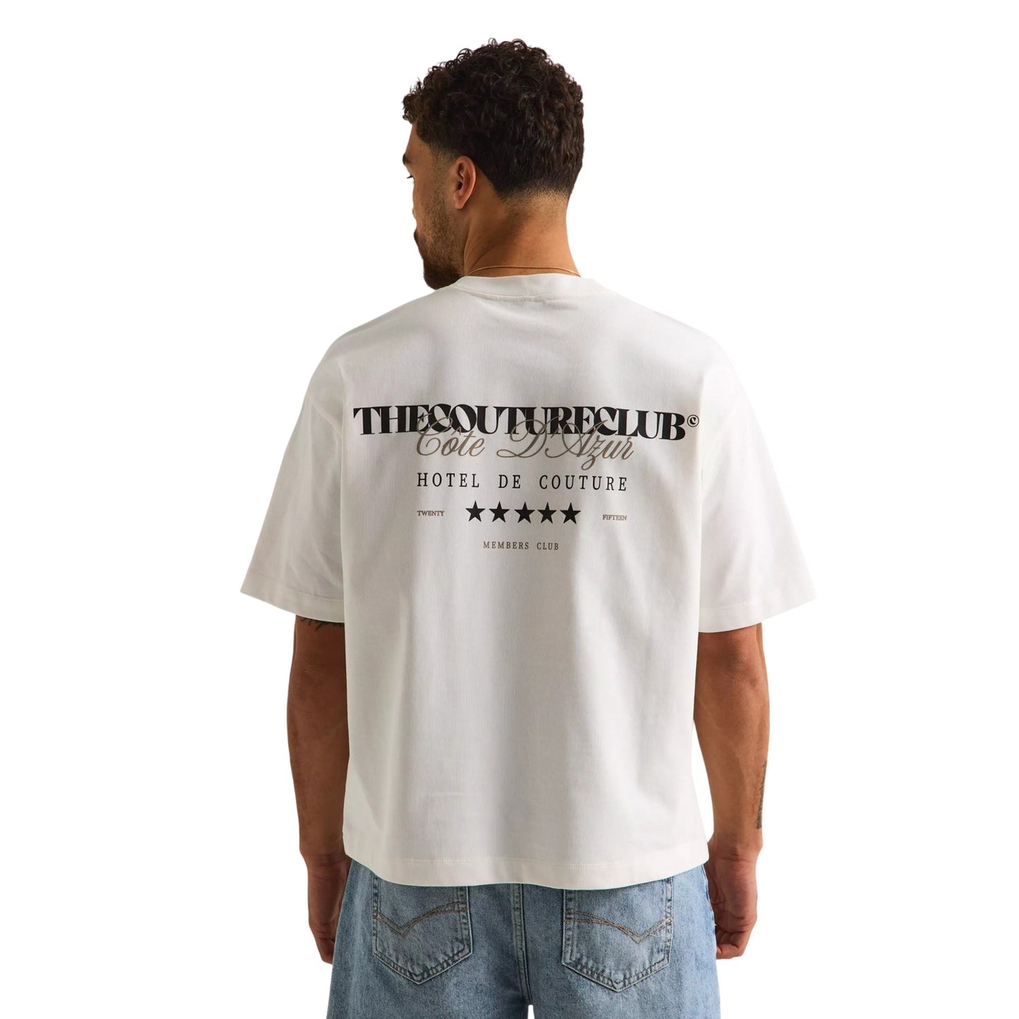 Off White - Pack Shot - Couture Club Mens Oversized T-Shirt