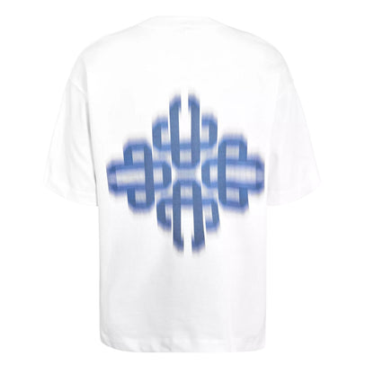White-Navy - Back - Couture Club Mens Blurred Oversized T-Shirt