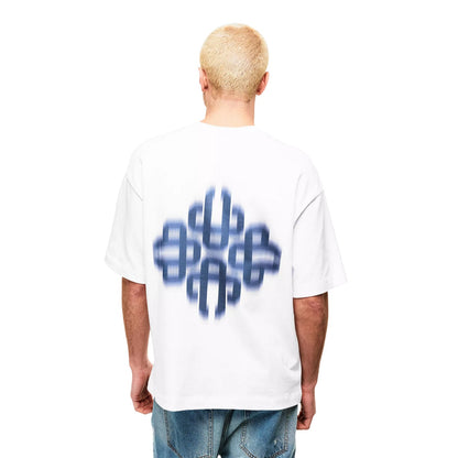 White-Navy - Pack Shot - Couture Club Mens Blurred Oversized T-Shirt