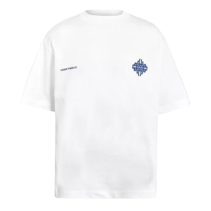 White-Navy - Front - Couture Club Mens Blurred Oversized T-Shirt