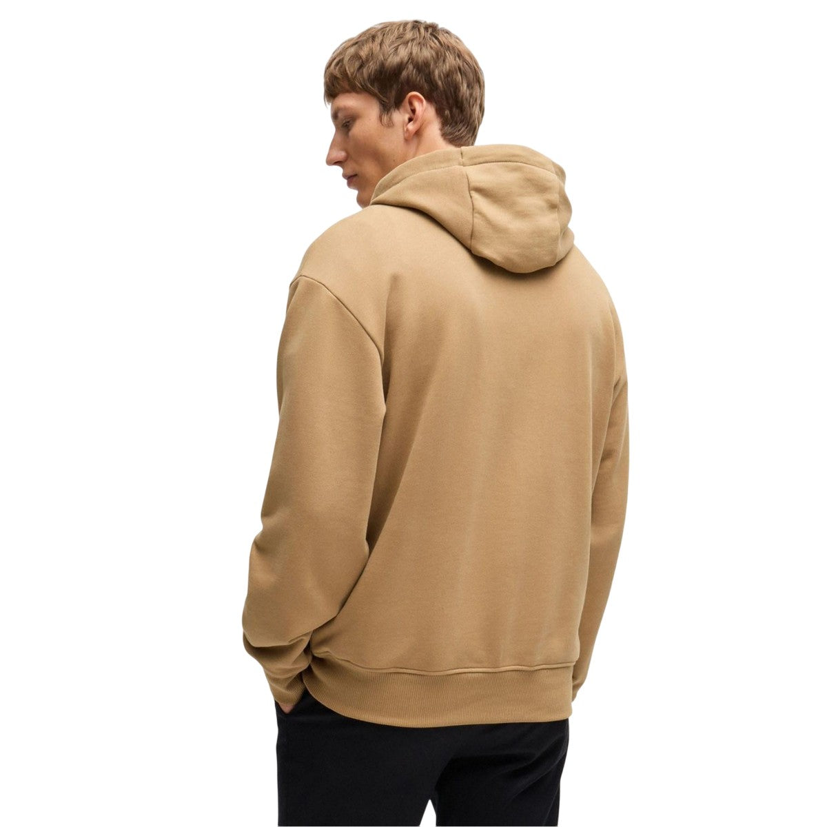 Beige - Back - Boss Mens Double B Monogram Oversized Hoodie
