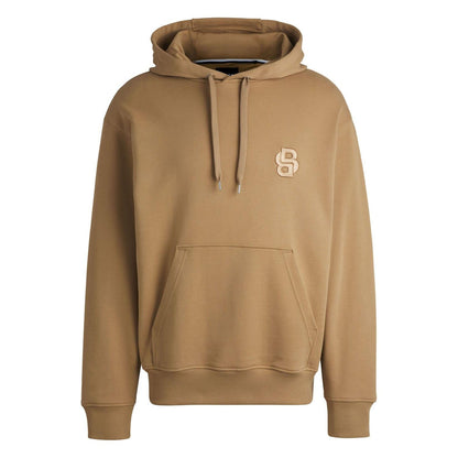 Beige - Front - Boss Mens Double B Monogram Oversized Hoodie