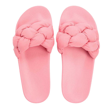 Pink - Side - Tommy Jeans Womens-Ladies Braided Slides
