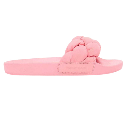 Pink - Front - Tommy Jeans Womens-Ladies Braided Slides