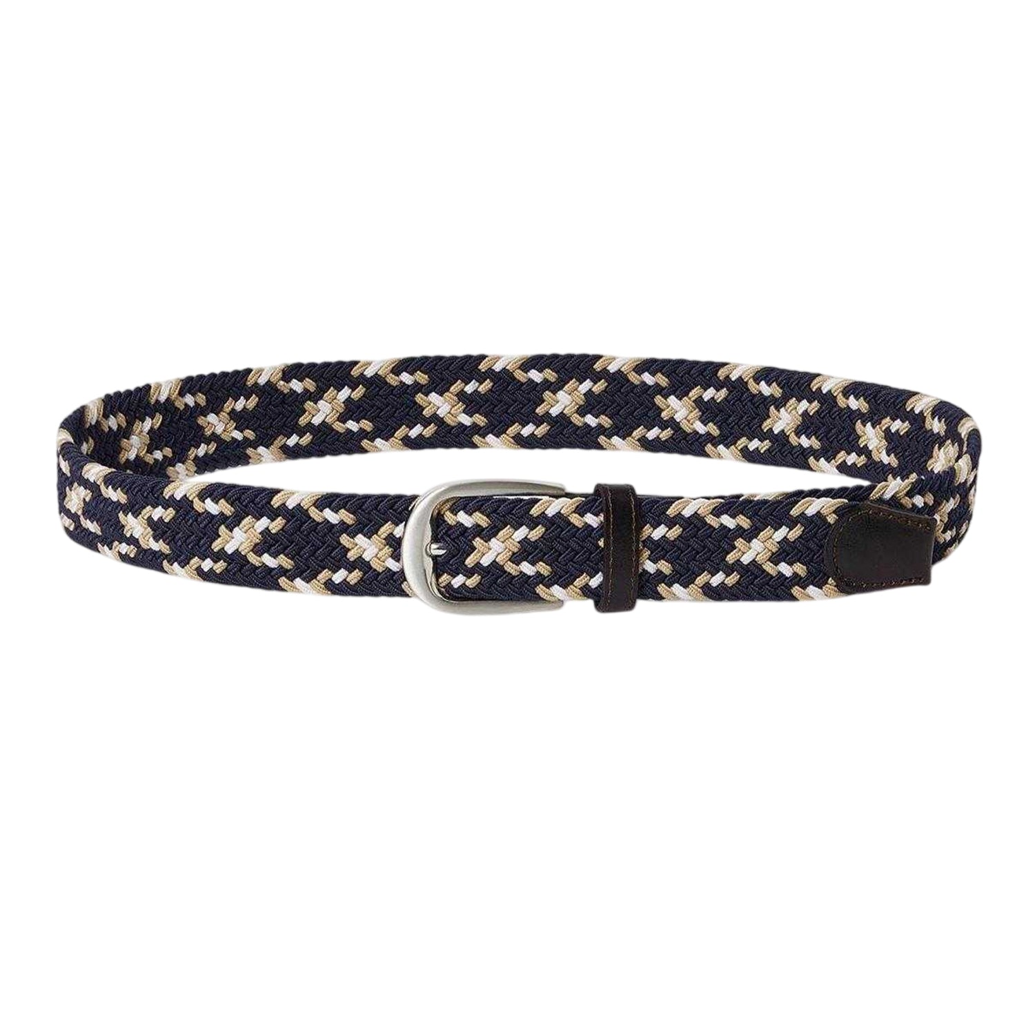 Navy-Beige - Front - Osprey Mens Sam Woven Leather Belt