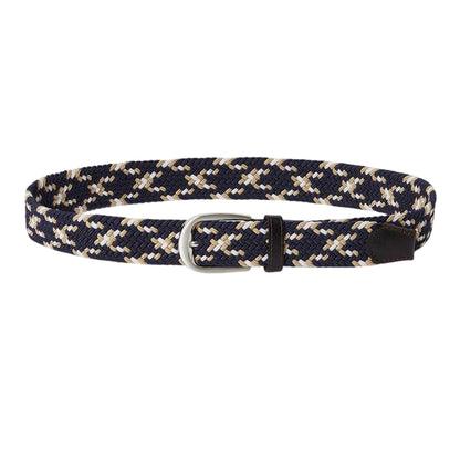 Navy-Beige - Front - Osprey Mens Sam Woven Leather Belt