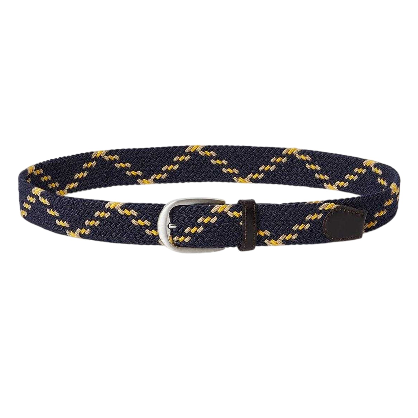 Navy-Brown - Front - Osprey Mens Sam Woven Leather Belt