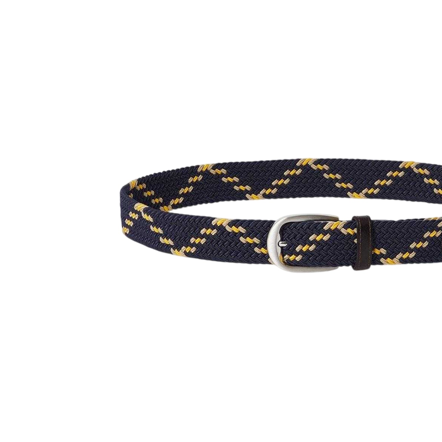 Navy-Brown - Back - Osprey Mens Sam Woven Leather Belt