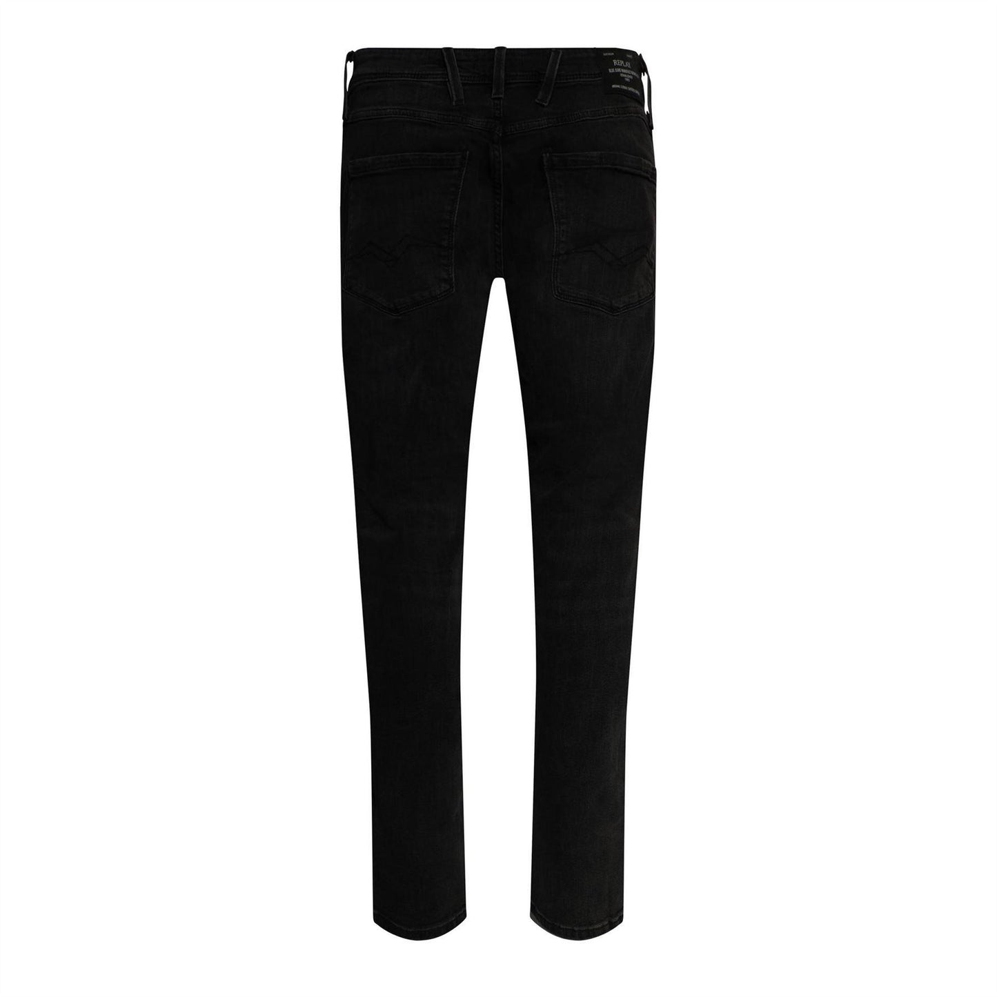 Black - Back - Replay Mens Anbass Washed Slim Jeans