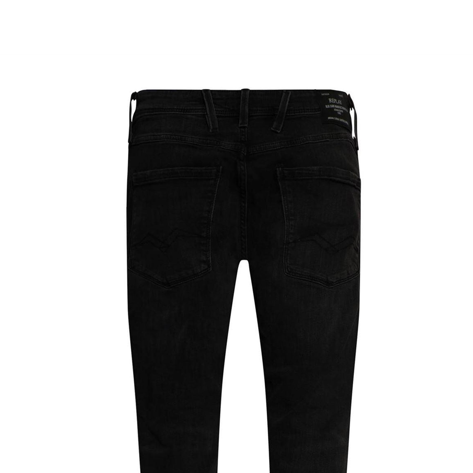 Black - Pack Shot - Replay Mens Anbass Washed Slim Jeans