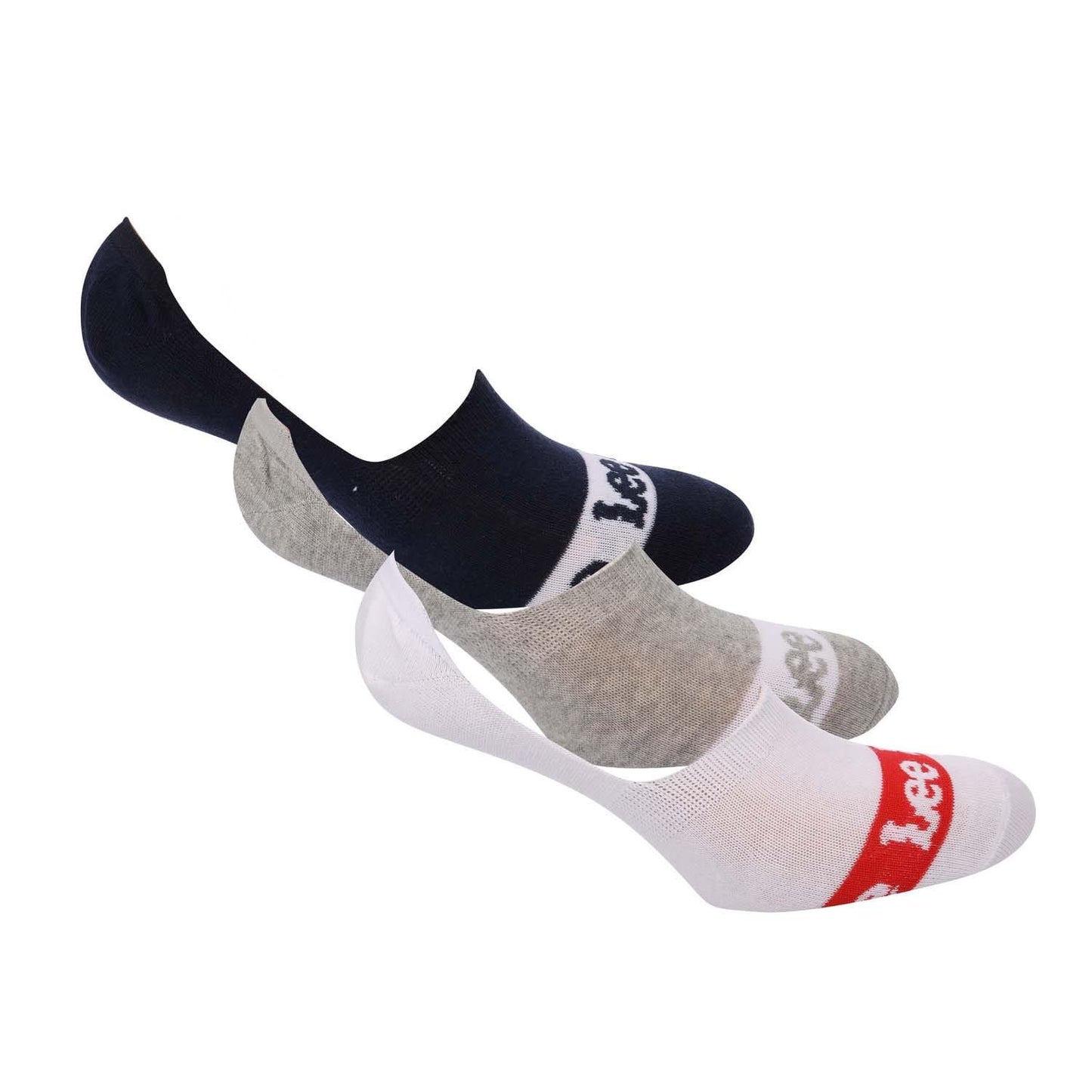 White-Grey-Black - Front - Lee Unisex Adult Logo Liner Socks (Pack of 3)