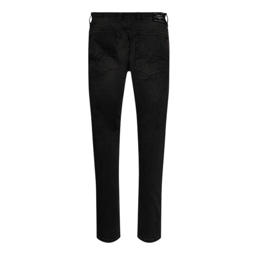 Black - Back - Replay Mens Grover Faded Straight Jeans