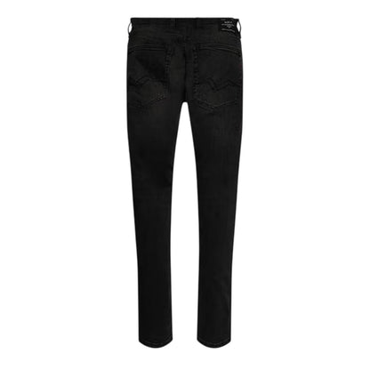 Black - Back - Replay Mens Grover Faded Straight Jeans