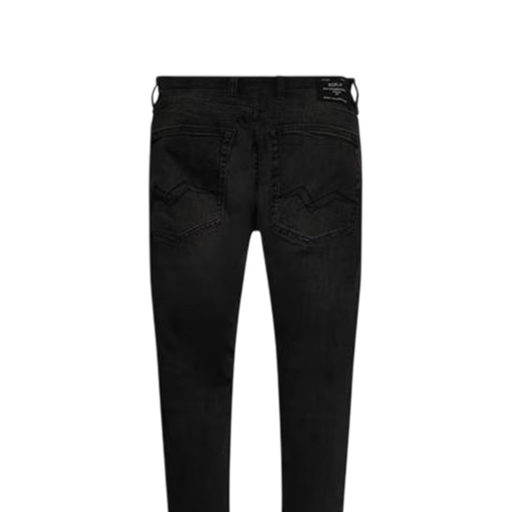 Black - Side - Replay Mens Grover Faded Straight Jeans
