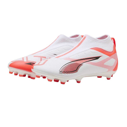 White-Blue - Pack Shot - Puma Childrens-Kids Ultra 5 Match+ Firm Ground Football Boots