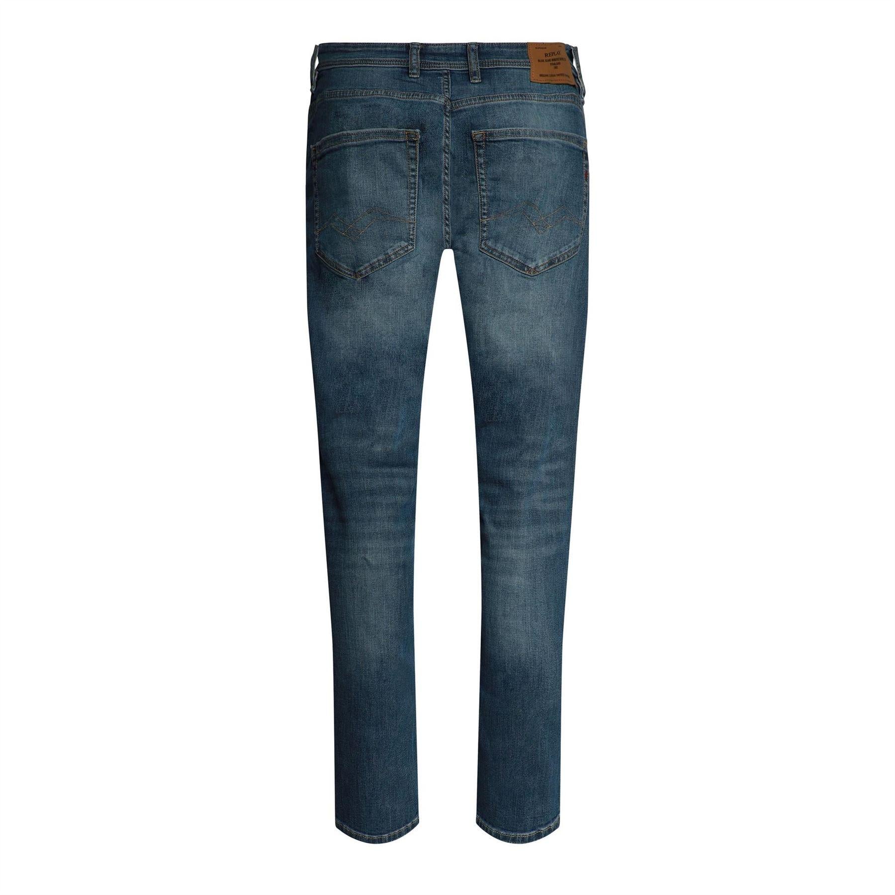 Medium Blue - Back - Replay Mens Grover Straight Leg Jeans
