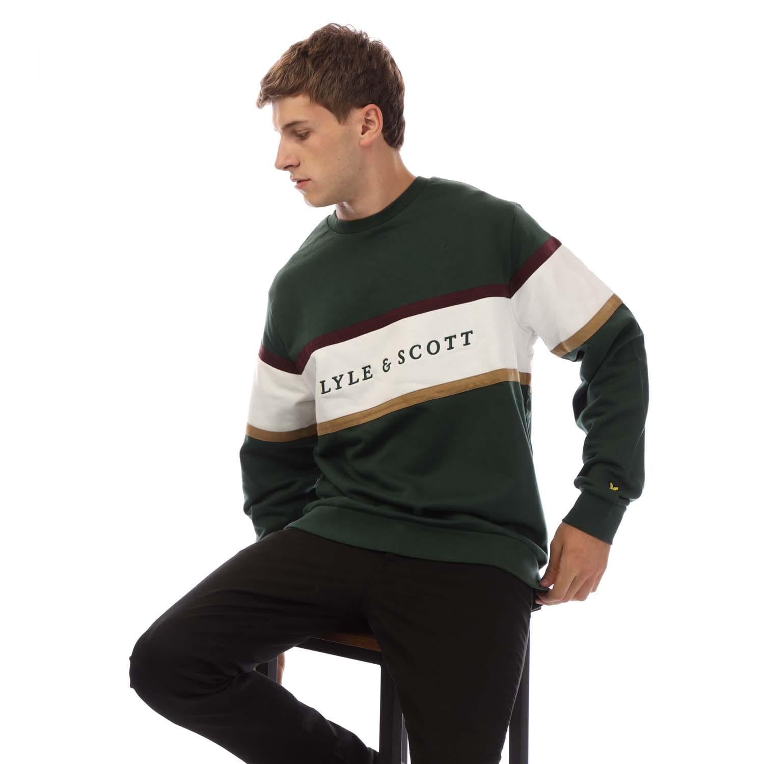 Green - Lifestyle - Lyle & Scott Mens Volley Stripe Sweatshirt