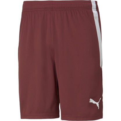Cordovan Red-White - Front - Puma Mens TeamLIGA Side Stripe Football Shorts