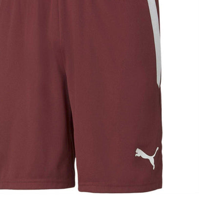 Cordovan Red-White - Side - Puma Mens TeamLIGA Side Stripe Football Shorts