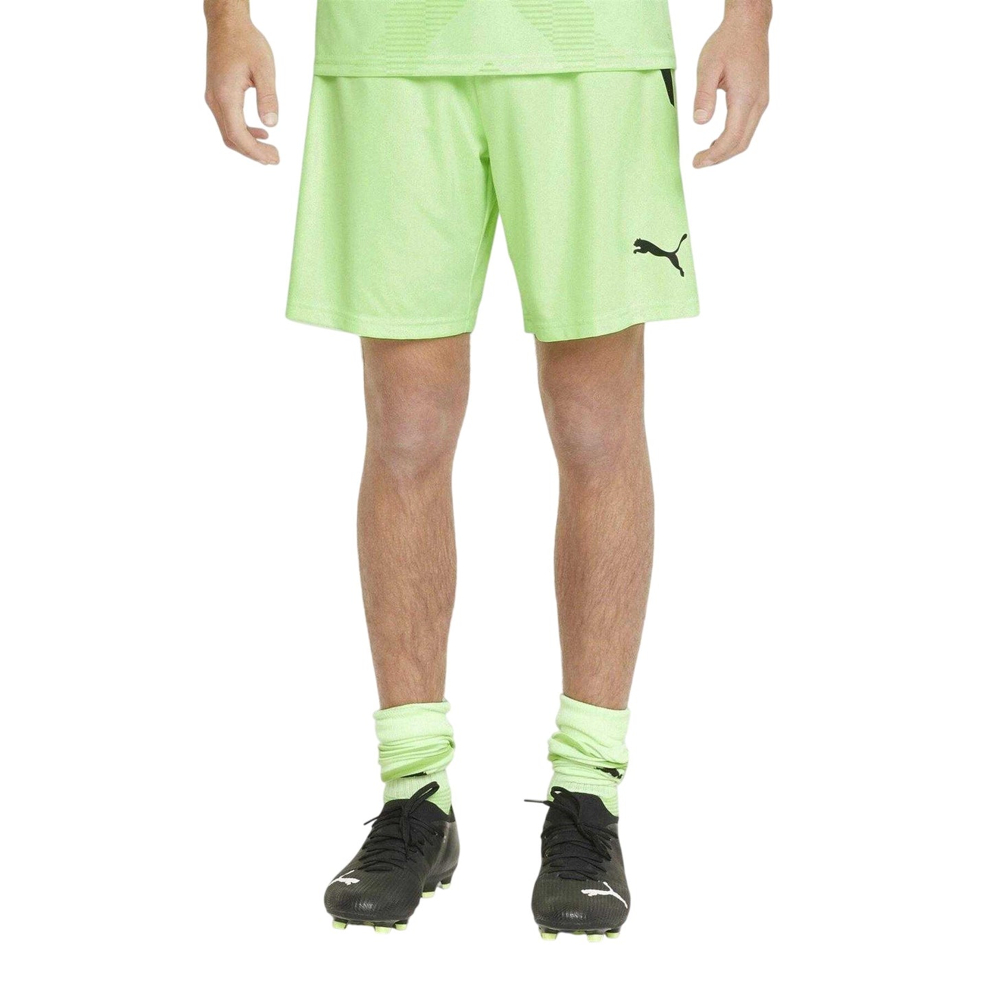 Lime-Black - Side - Puma Mens TeamLIGA Side Stripe Football Shorts