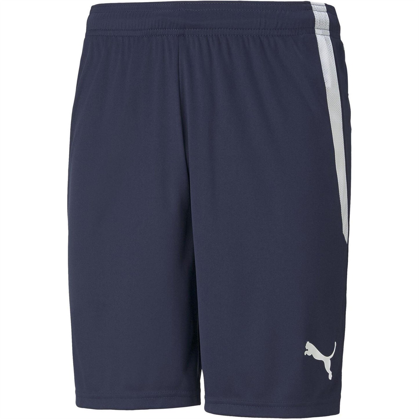 Peacoat Blue-White - Front - Puma Mens TeamLIGA Side Stripe Football Shorts