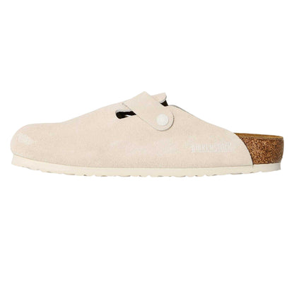 Antique White - Back - Birkenstock Mens Boston Suede Clogs
