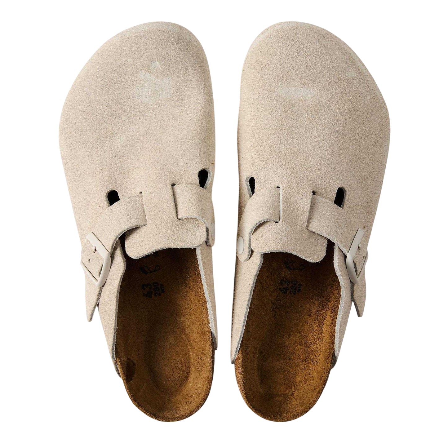 Antique White - Side - Birkenstock Mens Boston Suede Clogs