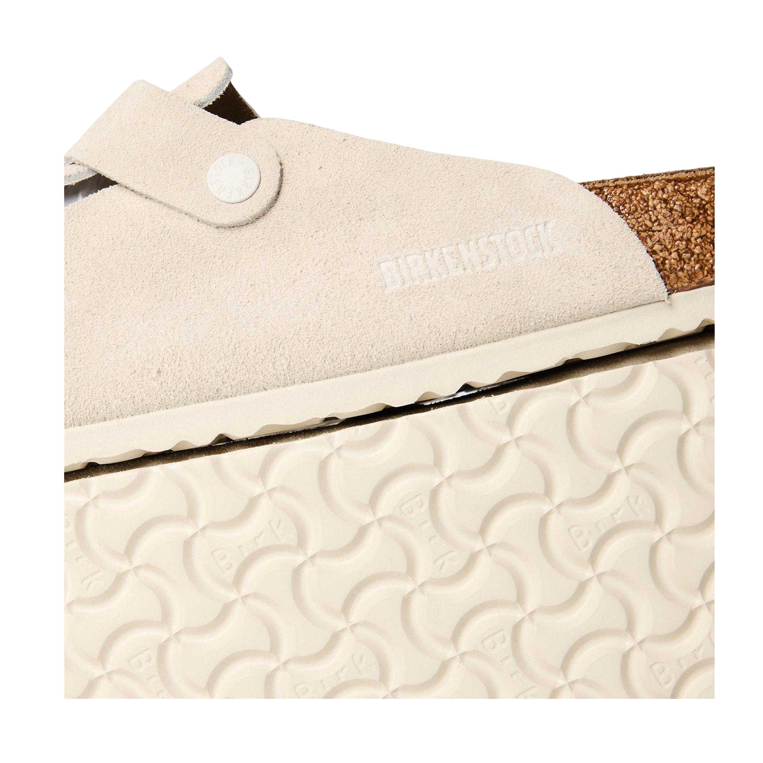 Antique White - Lifestyle - Birkenstock Mens Boston Suede Clogs