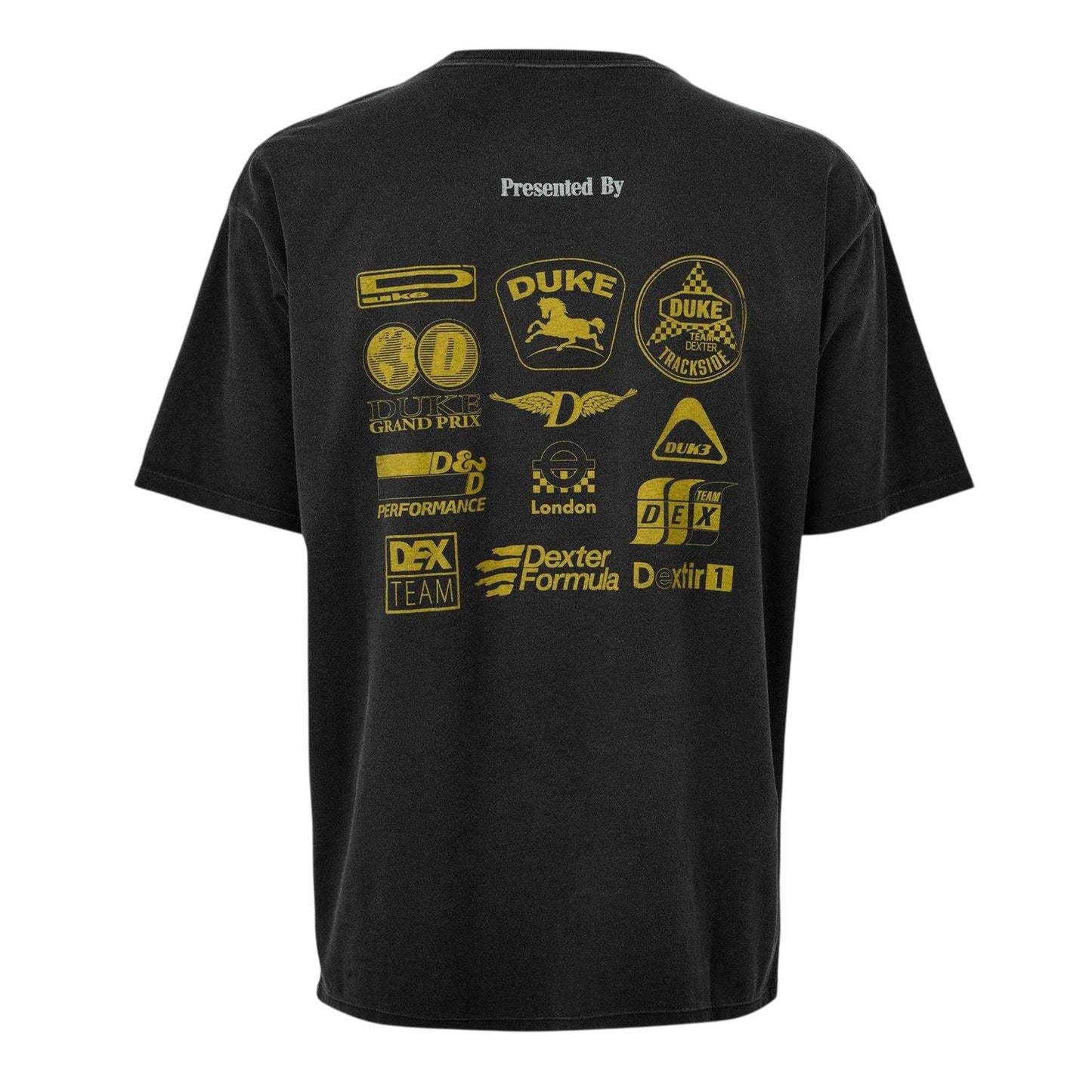 Black-Yellow - Back - Duke Mens Back Print Oversized T-Shirt