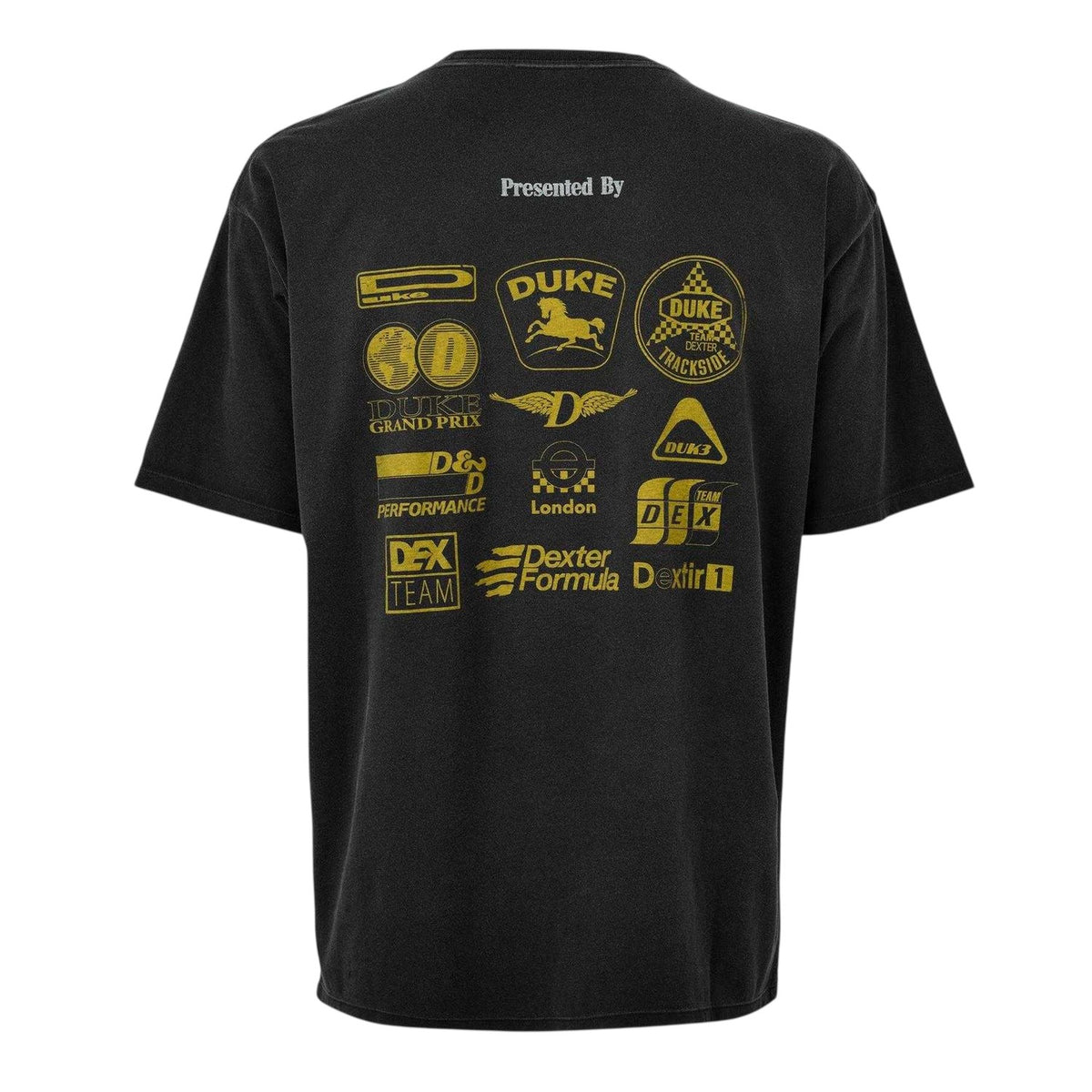 Black-Yellow - Back - Duke Mens Back Print Oversized T-Shirt