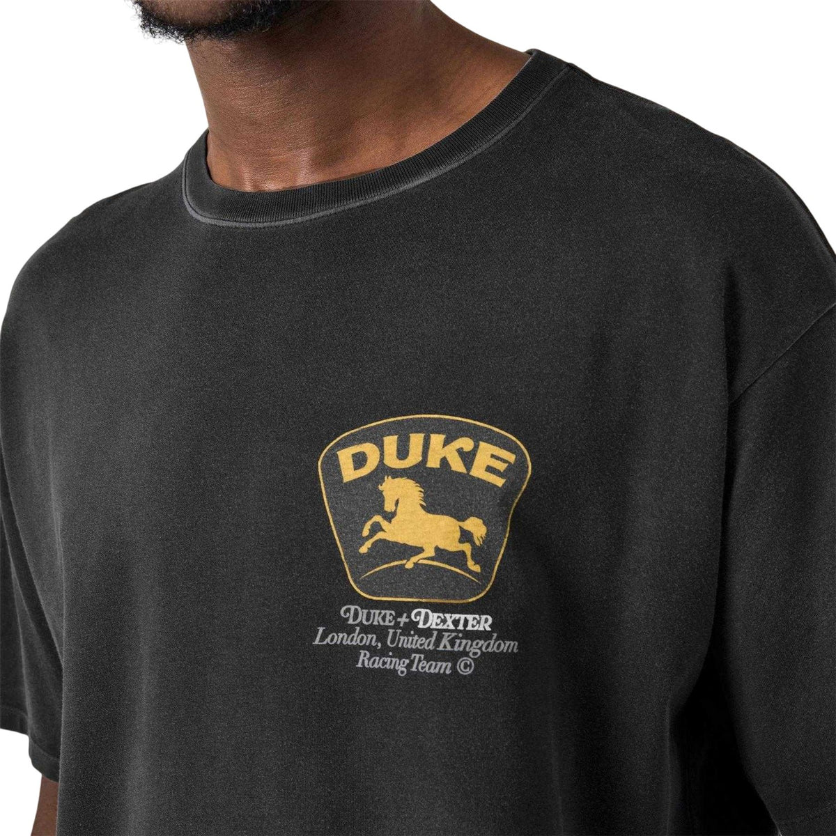 Black-Yellow - Side - Duke Mens Back Print Oversized T-Shirt