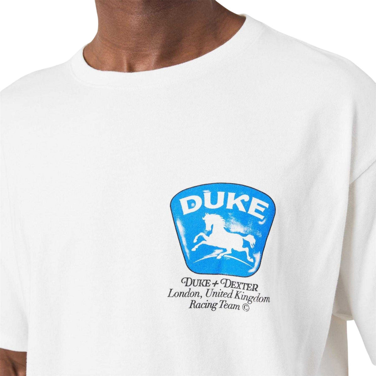 Vintage White - Side - Duke Mens Back Print Oversized T-Shirt
