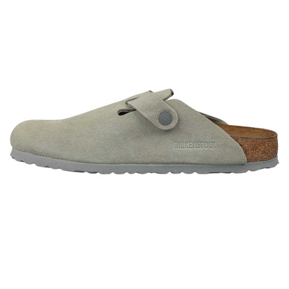 Stone - Side - Birkenstock Womens-Ladies Boston Suede Clogs