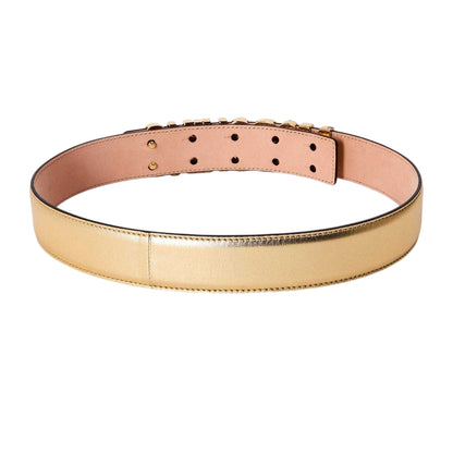 Gold - Back - Moschino Womens-Ladies Leather Belt