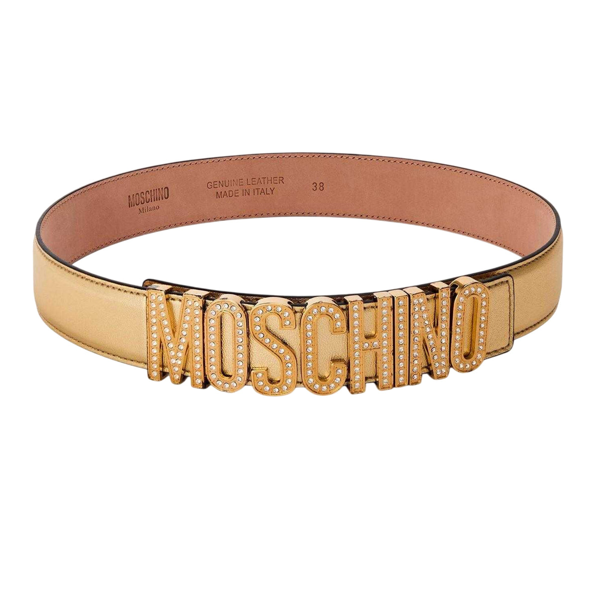 Gold - Front - Moschino Womens-Ladies Leather Belt