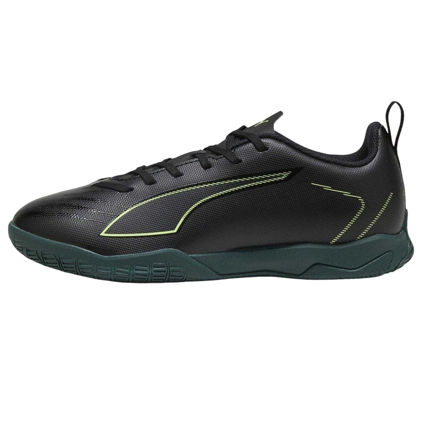 Black-Green - Side - Puma Childrens-Kids Ultra 6 Play Indoor Football Shoes